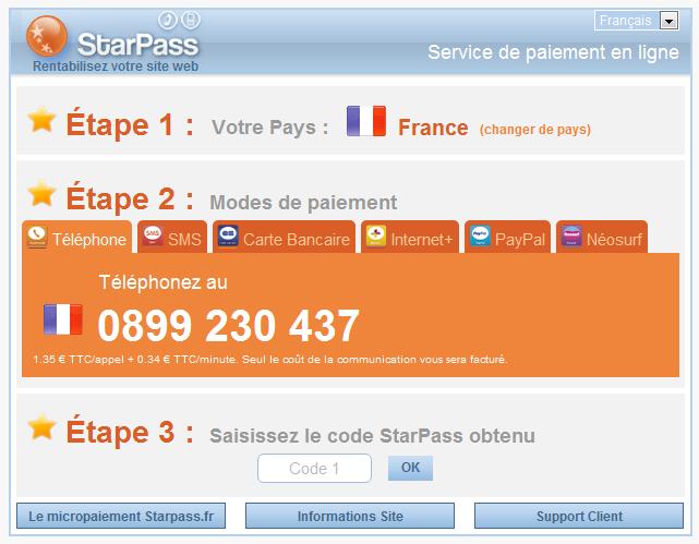 script de micropaiement Starpass